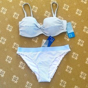 NTW H&M blue and white seersucker bikini